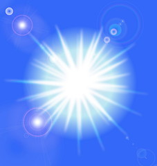 Image showing Vector sun on blue sky with lenses flare, eps10 