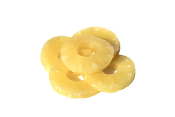 Image showing yellow canned pineapple rings, vegetarian food  