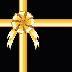 Image showing Black background with gold bow, greeting card  