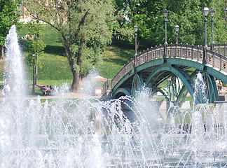 Image showing high fountain in moscow city park