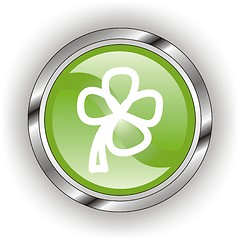 Image showing green web glossy button  or icon  with wave