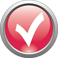 Image showing red  button  or icon for webdesign- checkmark