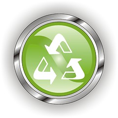 Image showing green web glossy button  or icon  with wave