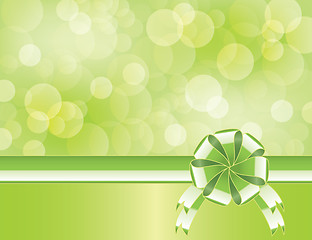 Image showing Green background with bow   and blurry light  