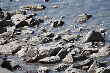 Image showing Water and stones riverside or seaside – nature background