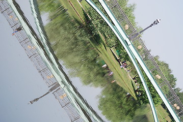 Image showing bridge in Moscow city park  at the summer