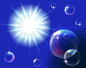 Image showing  sun in blue sky with bubbles, EPS10