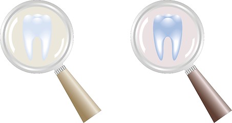 Image showing tooth under magnifying glass in focus of attention, dentistry