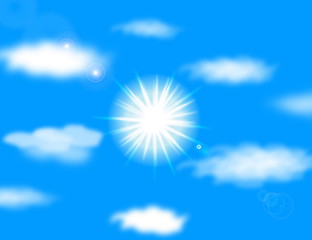 Image showing Vector sun on blue sky with lenses flare, eps10 