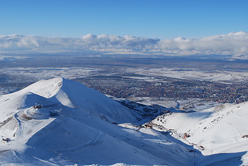 Image showing ski resort and  snow mountains in Turkey Palandoken Erzurum