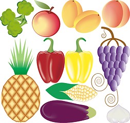 Image showing fruits and vegetables vector set 