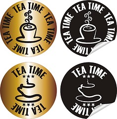Image showing vector tea time stamp set