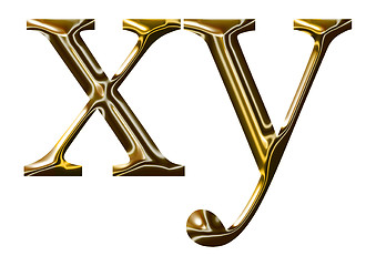 Image showing gold alphabet symbol    -  lowercase  letter   