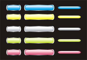 Image showing set of neon glossy buttons on black background