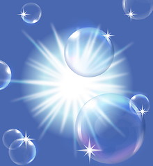 Image showing  sun in blue sky with bubbles, EPS10