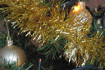 Image showing christmas tree decorated with tinsel