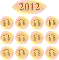 Image showing vector calendar 2012 in transparent ovals