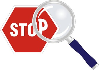 Image showing stop sign under magnifying glass