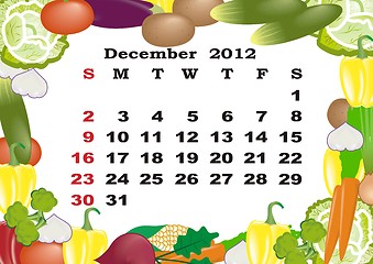 Image showing December - monthly calendar 2012 in colorful frame