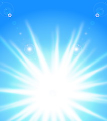 Image showing Vector sun on blue sky with lenses flare, eps10 