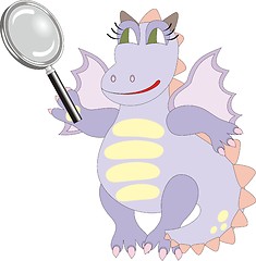 Image showing Cartoon dragon with magnifying glass – chinese symbol of 2012