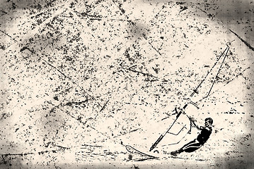 Image showing windsurfer on the old paper , grunge background 