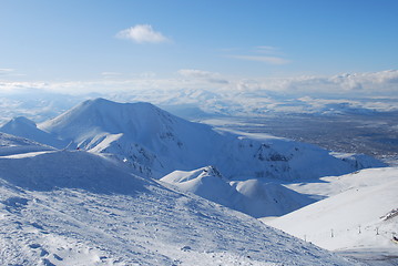 Image showing ski resort and  snow mountains in Turkey Palandoken Erzurum