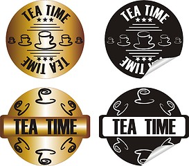 Image showing vector tea time stamp set