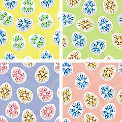 Image showing Colorful seamless pattern with easter eggs , vector set