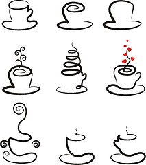 Image showing vector set of coffee and tea cups