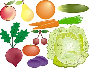 Image showing fruits and vegetables vector set 