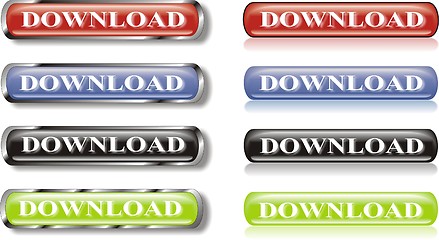 Image showing set of download glossy buttons