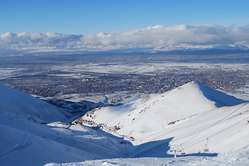 Image showing ski resort and  snow mountains in Turkey Palandoken Erzurum