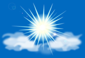 Image showing Vector sun on blue sky with lenses flare, eps10 