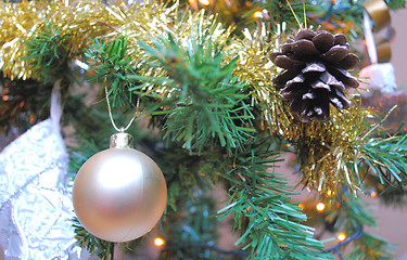 Image showing christmas decoration with balls and cone