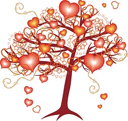 Image showing love tree with red hearts for valentine day 