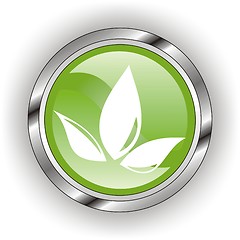 Image showing green web glossy button  or icon  with wave