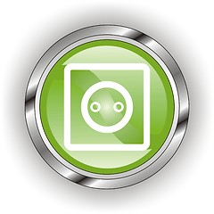 Image showing green web glossy button  or icon  with wave