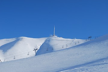 Image showing ski resort and  snow mountains in Turkey Palandoken Erzurum