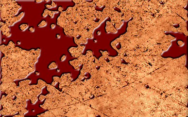 Image showing Old paper background with red blood splash 