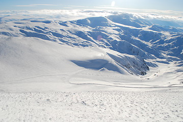 Image showing ski resort and  snow mountains in Turkey Palandoken Erzurum