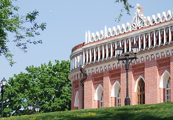 Image showing Palace of queen Ekaterina in  Moscow. Zarizino (Tsaritsino, tsaritsyno, tsaritsino)