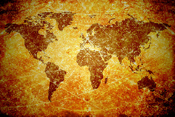 Image showing aged  vintage world map texture and background 