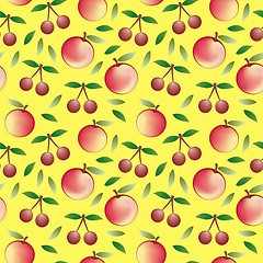 Image showing apple and cherry - seamless pattern and abstract nature background  