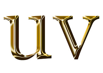 Image showing gold alphabet symbol    -  lowercase  letter   