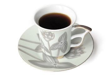 Image showing coffee cup and saucer with pattern