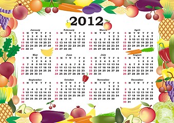 Image showing vector calendar 2012 in colorful frame