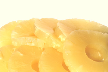 Image showing yellow canned pineapple rings, vegetarian food  