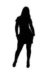 Image showing vector silhouette posing girl isolated on white  