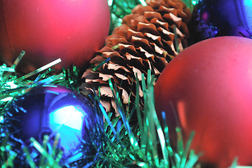 Image showing christmas decoration with balls and cone